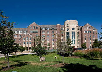 Image of the exterior of the North Residence Hall Building