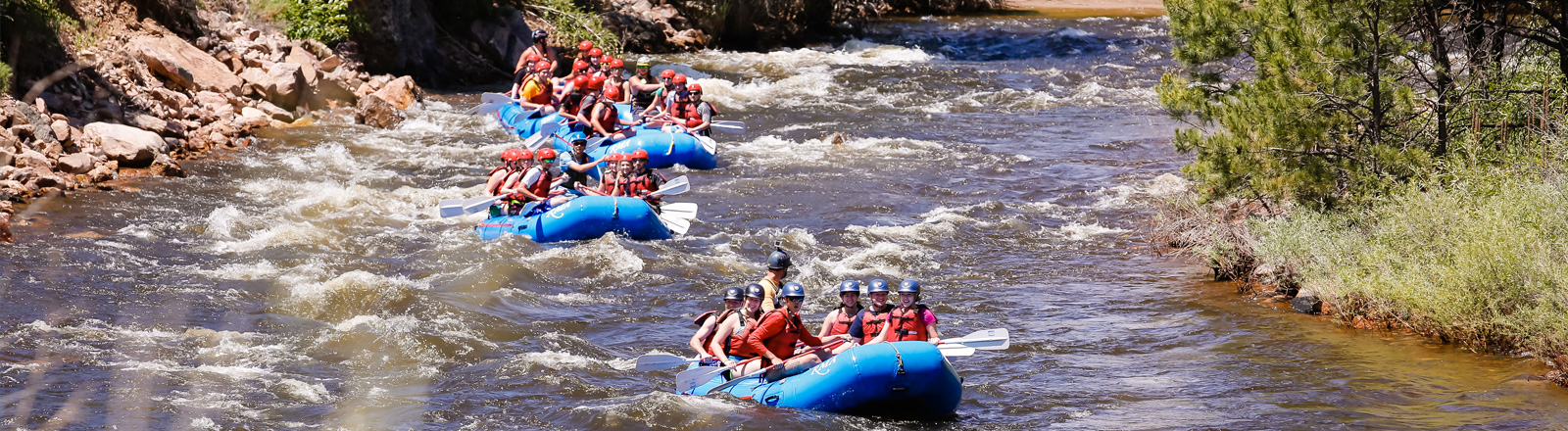 Students taking part is white river rafting.